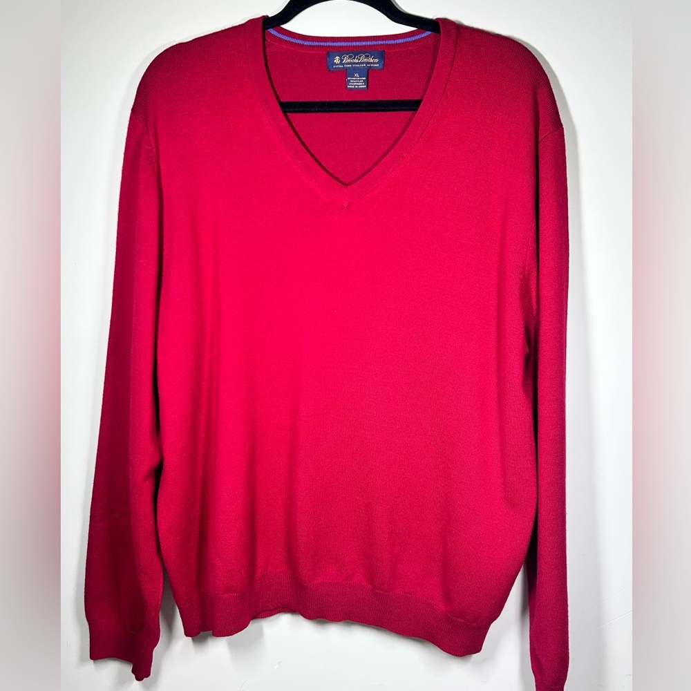 Brooks Brothers Sweater Merino Wool V-Neck Long Sleeve Mens XL